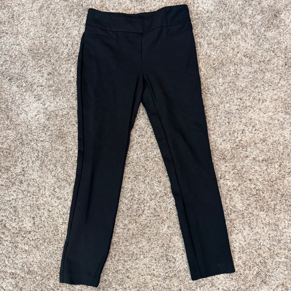 Dalia Womens Black Pull On Dress Pants Slim Leg Stretch Trousers D4654-E906 M